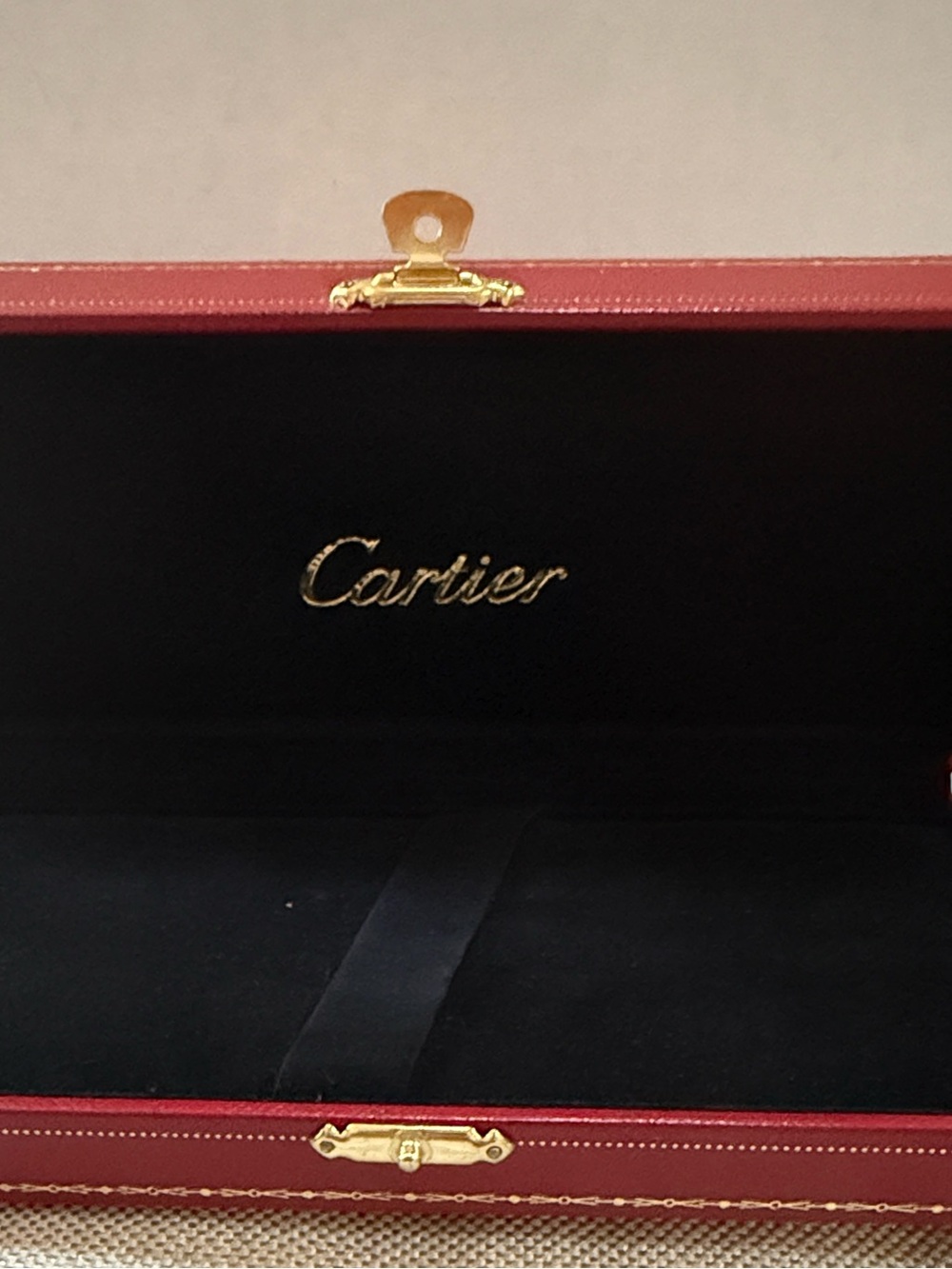 Cartier Red Leather Pen Box Case with Gold Trim COST0046